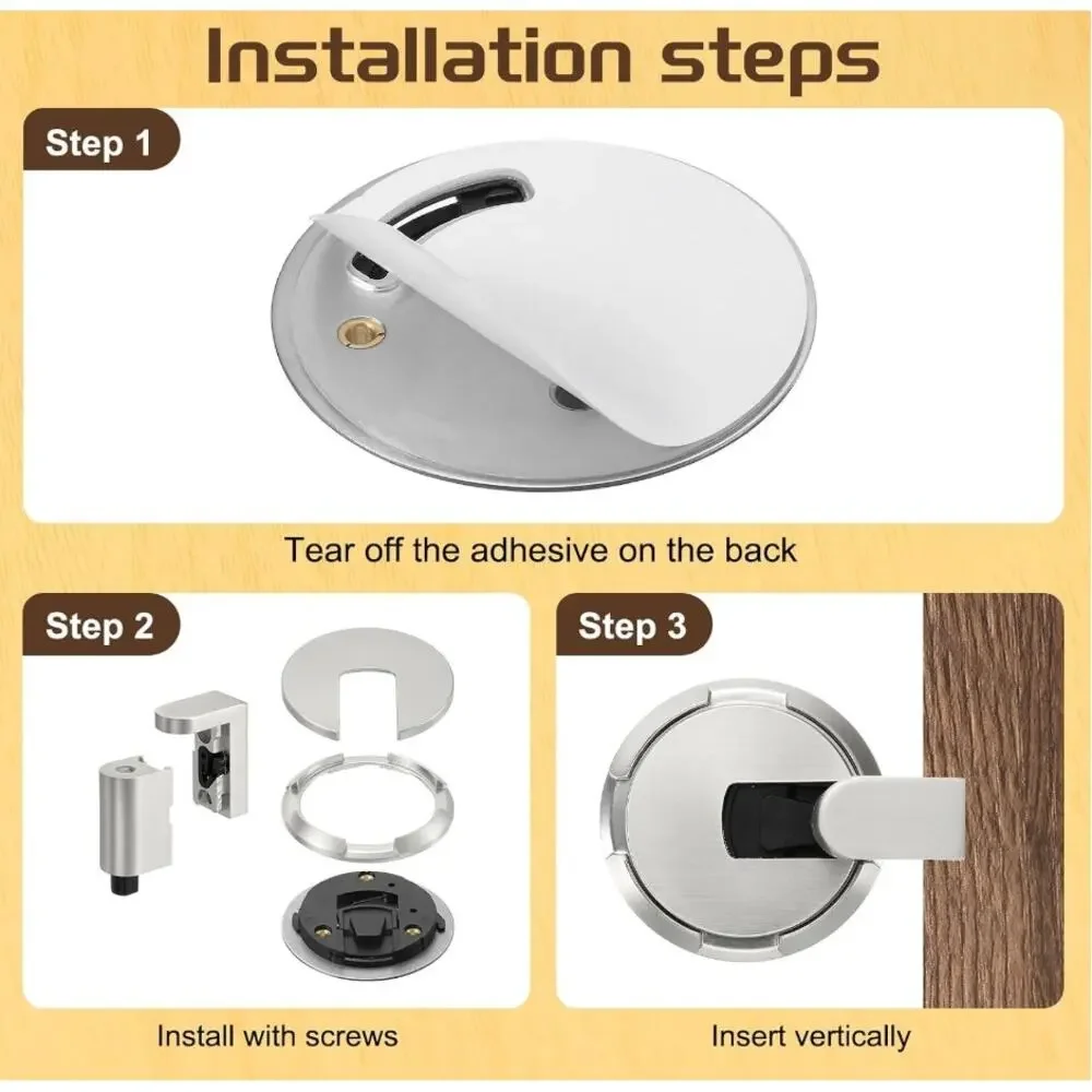 uxcell Magnetic Floor Door Stopper Brushed Steel Adhesive/Screw Open Box